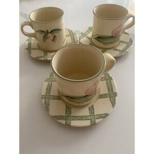 Pfaltzgraff Garden Party Set Of 3 Coffee Cup & Saucer